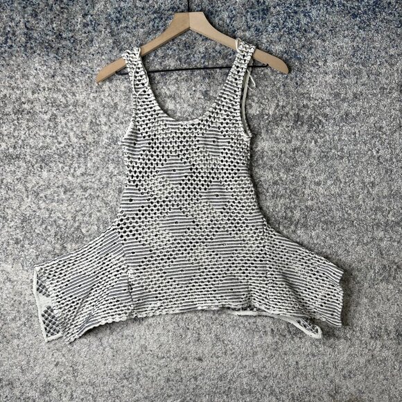 Zara Sweater Womens Small White Black Textured Knit Scoop Tank Top Patterned - Picture 8 of 8